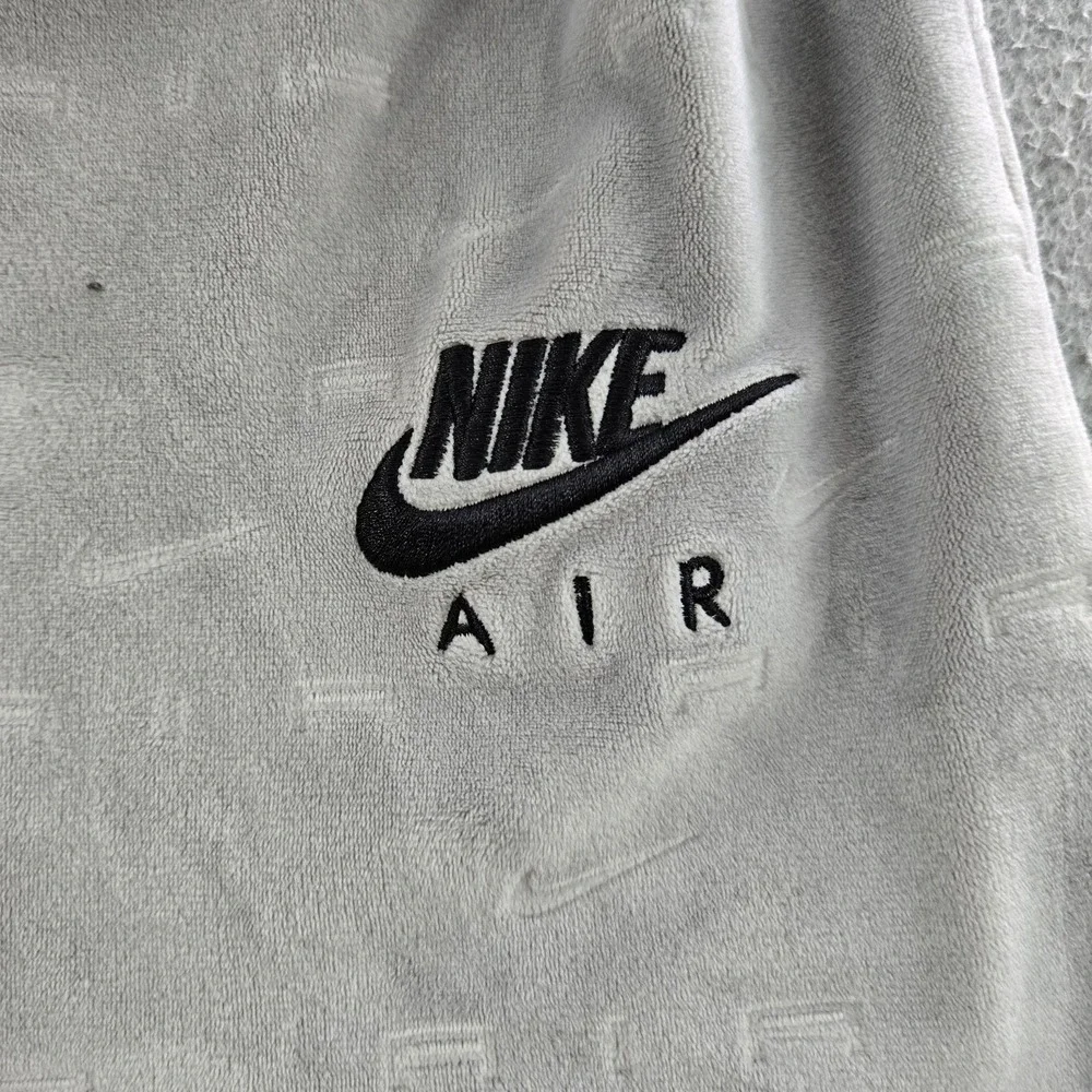 Nike Air Women Activewear Pants L Gray Sweats Velour Flared Swoosh Allover READ